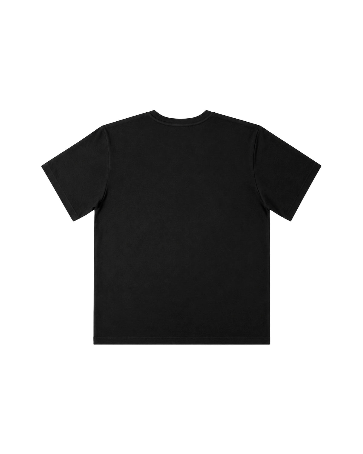 Black Member Tee laid flat, back, plain with no print